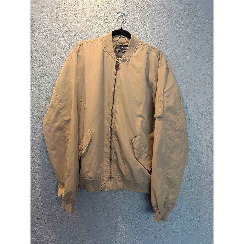 Ever Forward Premium Tan Bomber Jacket Mens Size L Full‎ Zip Utility Pockets